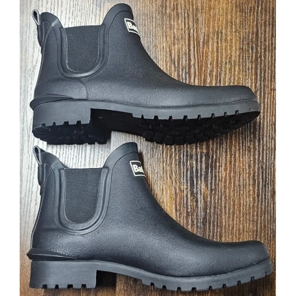 Barbour Wilton Black Boots Inner Plaid Sole Women's Size 5 Ex Cond
